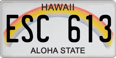 HI license plate ESC613