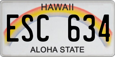 HI license plate ESC634