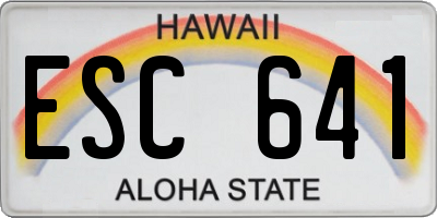 HI license plate ESC641