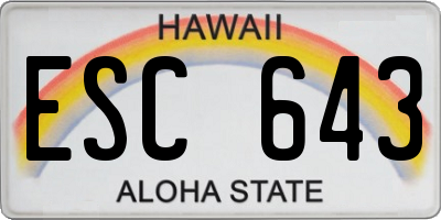 HI license plate ESC643