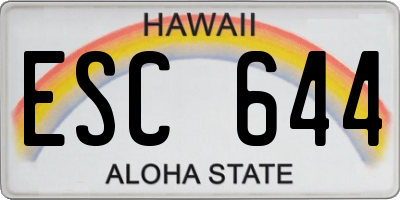 HI license plate ESC644