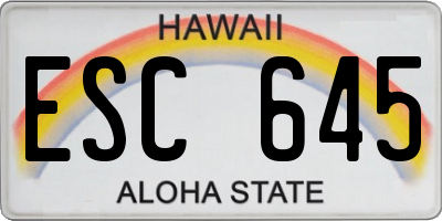 HI license plate ESC645