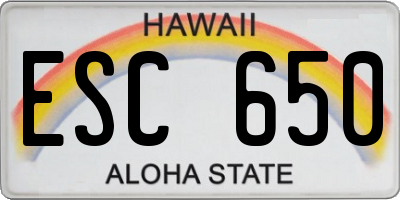 HI license plate ESC650