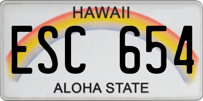 HI license plate ESC654