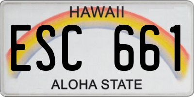 HI license plate ESC661