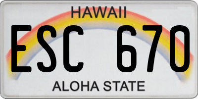 HI license plate ESC670