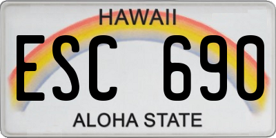HI license plate ESC690