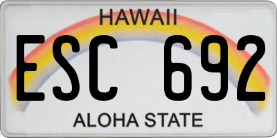 HI license plate ESC692