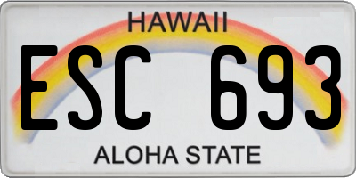 HI license plate ESC693