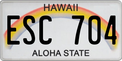 HI license plate ESC704