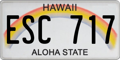 HI license plate ESC717