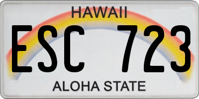 HI license plate ESC723