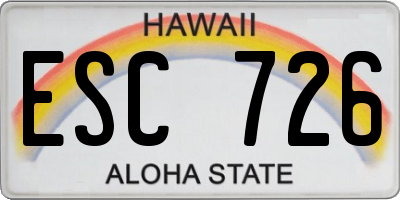 HI license plate ESC726