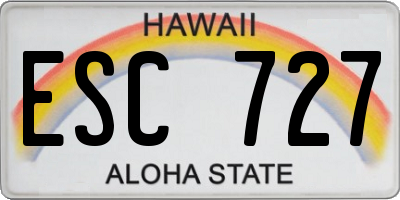 HI license plate ESC727