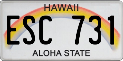 HI license plate ESC731