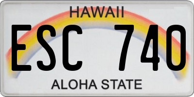 HI license plate ESC740