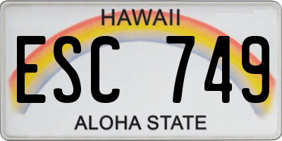 HI license plate ESC749