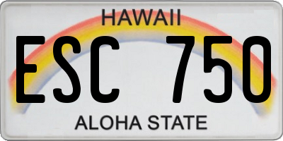 HI license plate ESC750