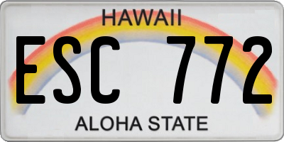 HI license plate ESC772