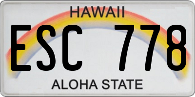 HI license plate ESC778