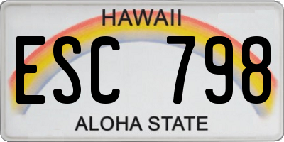 HI license plate ESC798