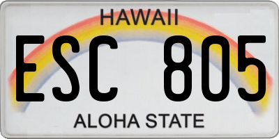 HI license plate ESC805