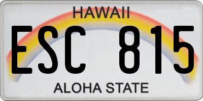 HI license plate ESC815