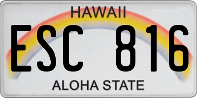 HI license plate ESC816