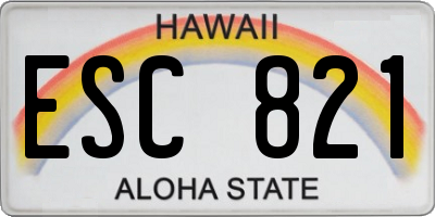 HI license plate ESC821