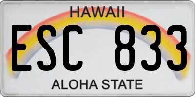 HI license plate ESC833
