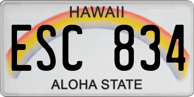 HI license plate ESC834