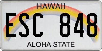 HI license plate ESC848