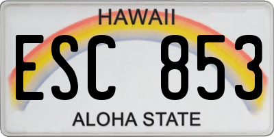 HI license plate ESC853