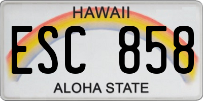HI license plate ESC858