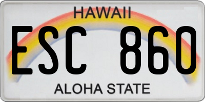 HI license plate ESC860