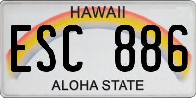 HI license plate ESC886