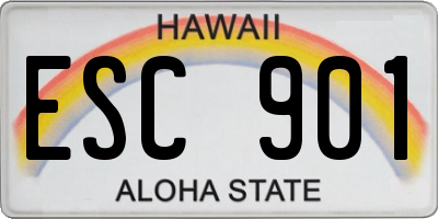HI license plate ESC901