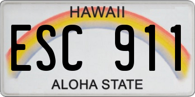 HI license plate ESC911