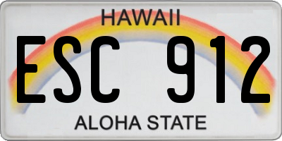 HI license plate ESC912