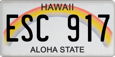 HI license plate ESC917