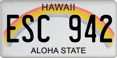 HI license plate ESC942