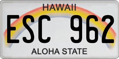 HI license plate ESC962