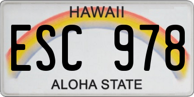 HI license plate ESC978