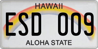 HI license plate ESD009