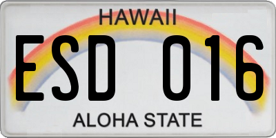 HI license plate ESD016