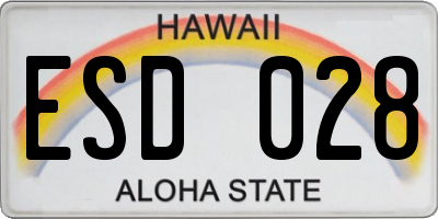 HI license plate ESD028
