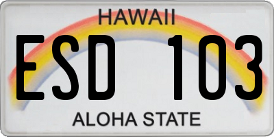 HI license plate ESD103