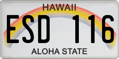 HI license plate ESD116