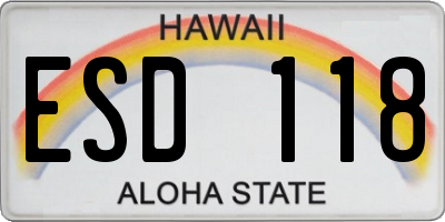 HI license plate ESD118