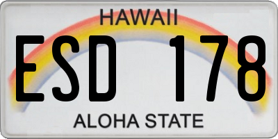 HI license plate ESD178